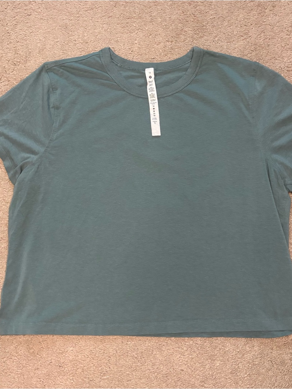 lululemon Classic-Fit Cotton-Blend T-Shirt Silver Blue Size 12 - Picture 2 of 5